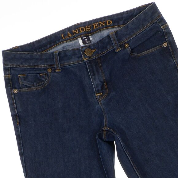 Lands End Jeans Womens Size 10 Slim Leg Dark Wash Blue Denim Stretch 32 x 29.5 - Picture 3 of 9